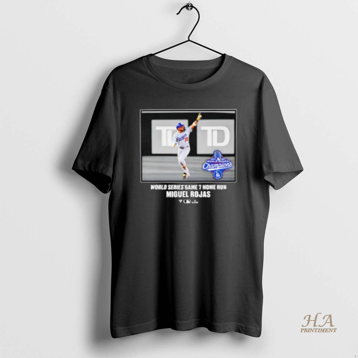 Official Los Angeles Dodgers Miguel Rojas 2025 World Series Game 7 Home Run Champions Moment