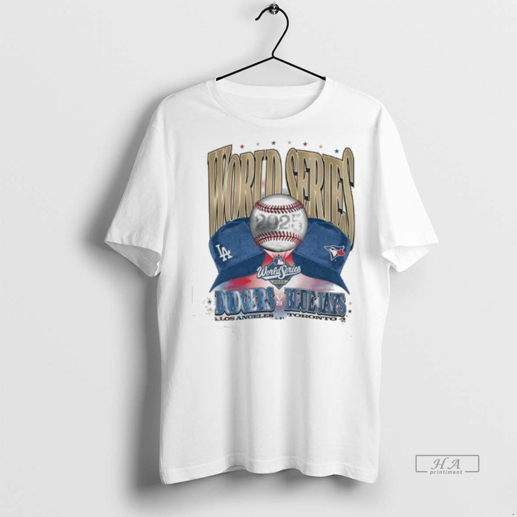Official Los Angeles Dodgers Vs Tor Blue Jays Ws Participant Dueling Caps 2025 Shirt