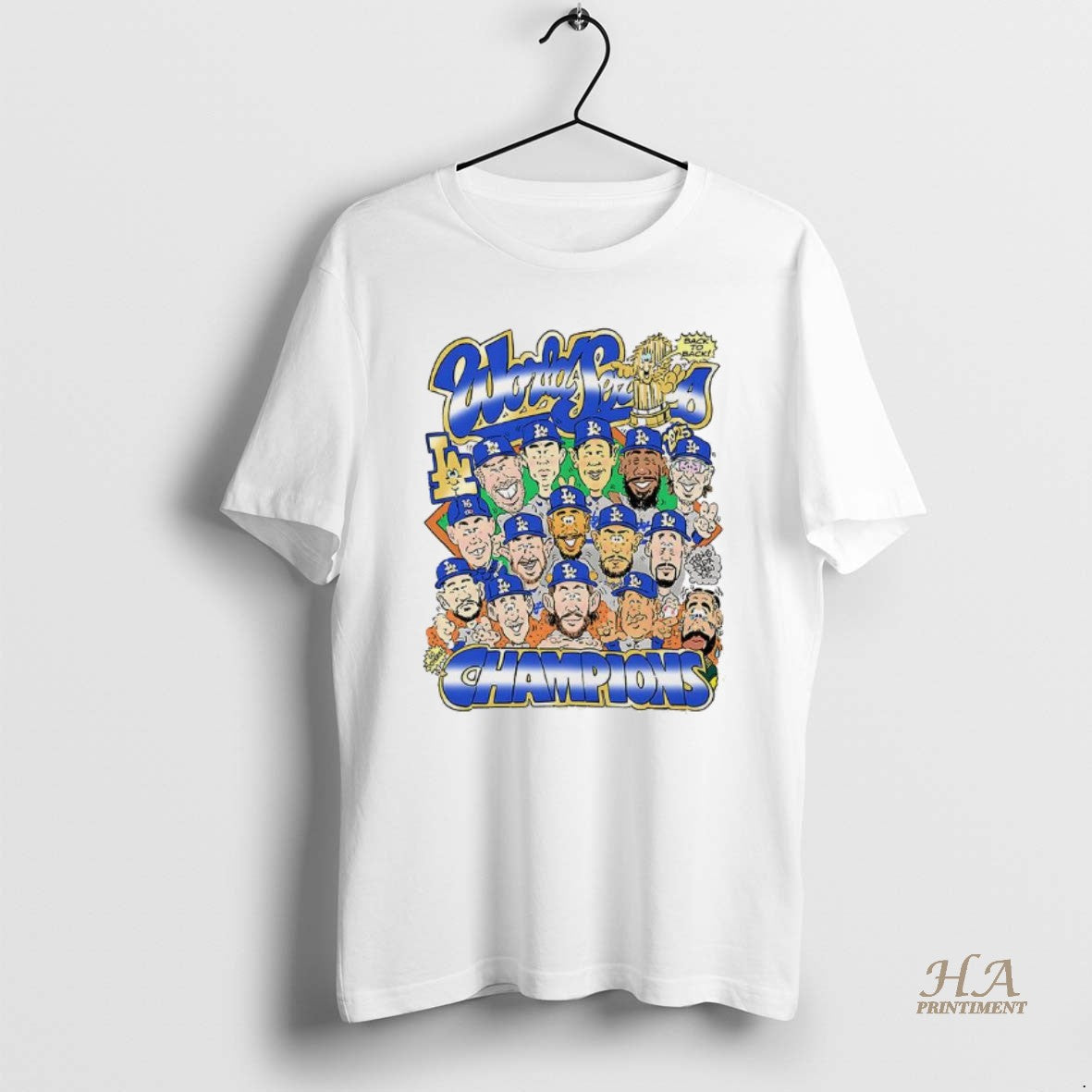 Official Los Angeles Dodgers World Series Back To Back Champions 2025 Player Cartoon