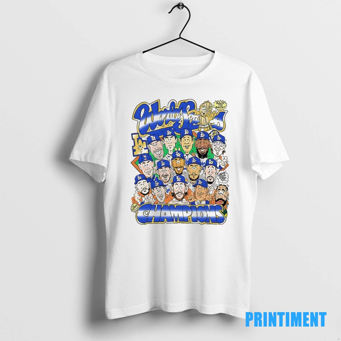 Official Los Angeles Dodgers World Series Back To Back Champions 2025 Player Cartoon Tee Sweater