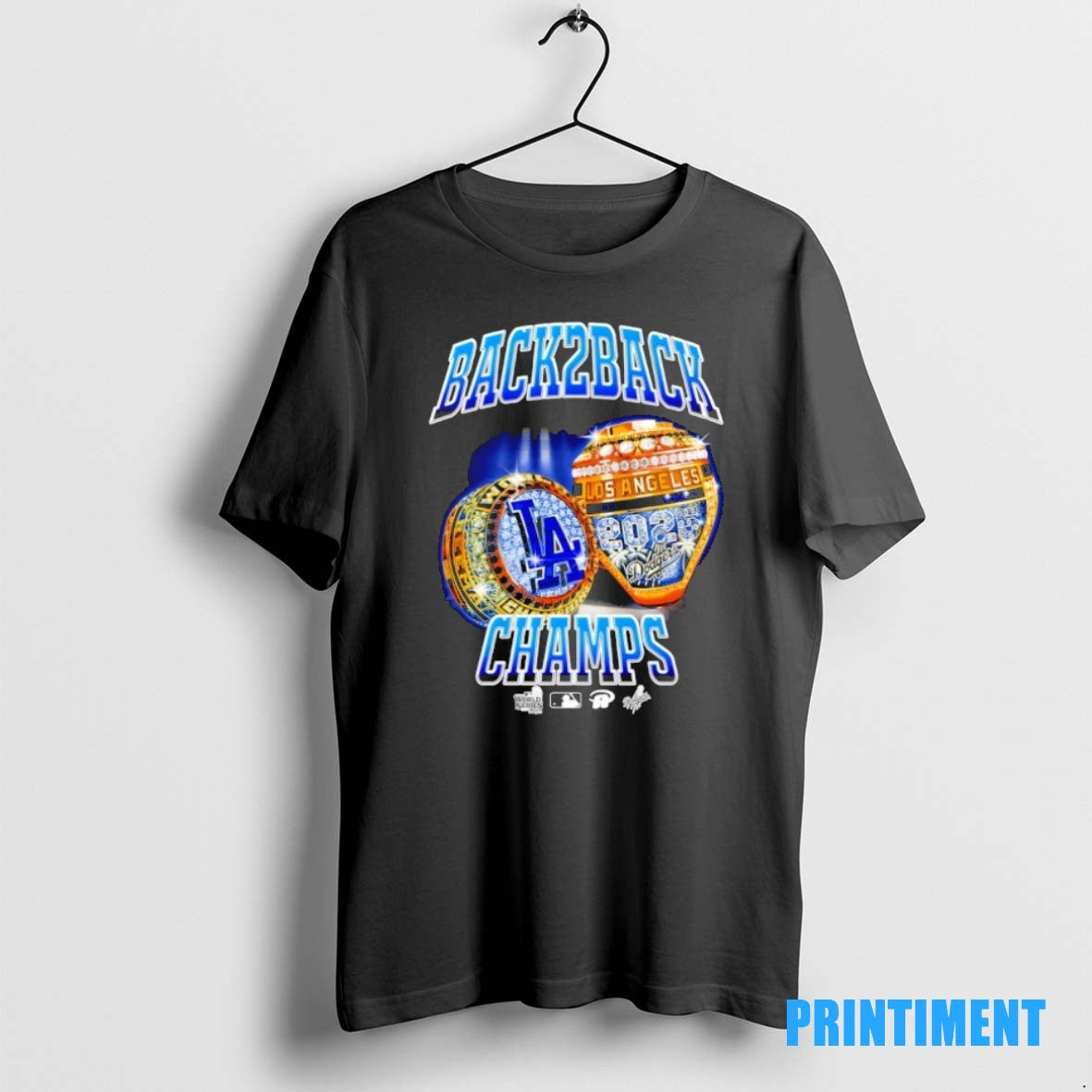 Official Los Angeles Dodgers Back 2 Back Champs Ring Tee Sweater