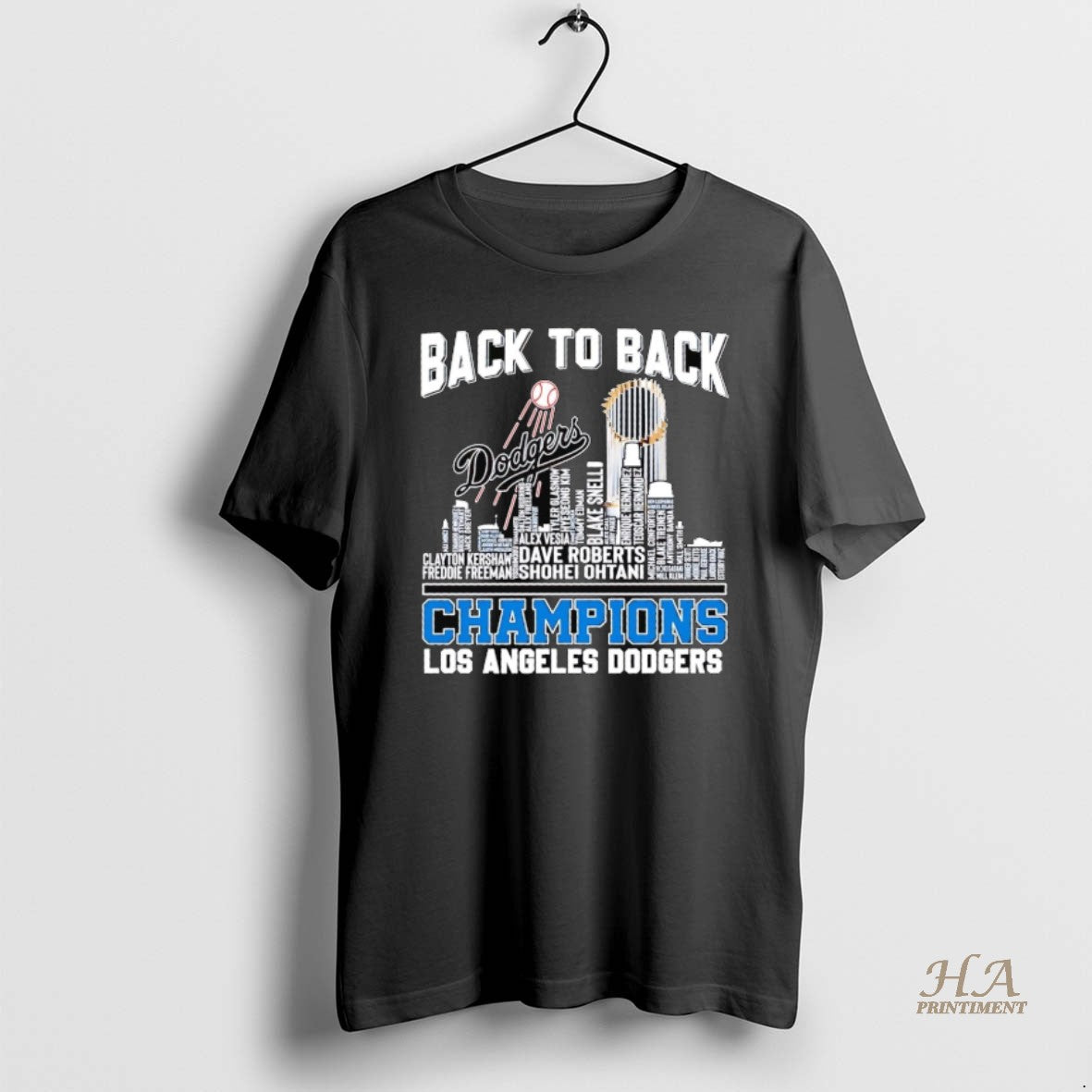 Official Los Angeles Dodgers Back To Back Champions Players Names