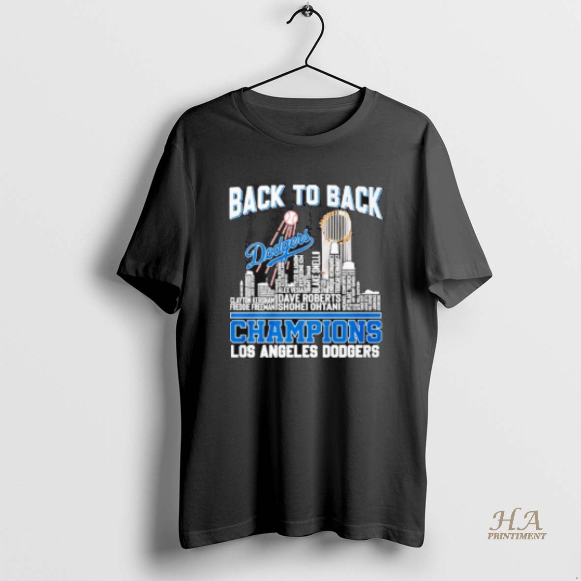 Official Los Angeles Dodgers Champions Back To Back Player Name Skyline