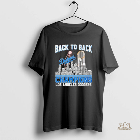 Official Los Angeles Dodgers Champions Back To Back Player Name Skyline