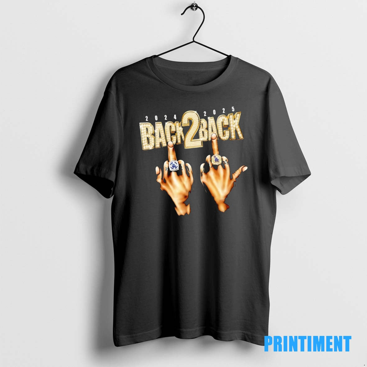Official Los Angeles Dodgers Middle Finger Back 2 Back 2025 Tee Sweater