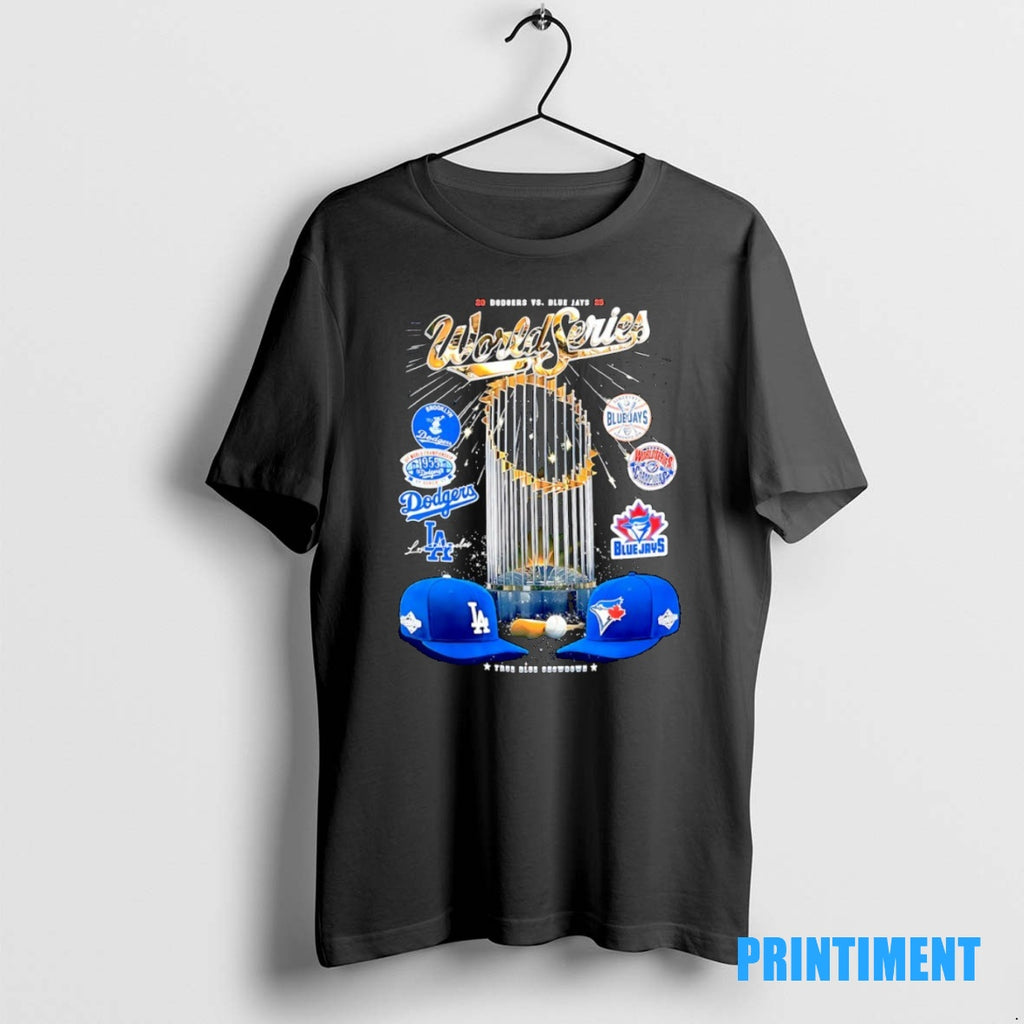 Official Los Angeles Dodgers Vs Toronto Blue Jays 2025 World Series Trophy Logo Tee Sweater
