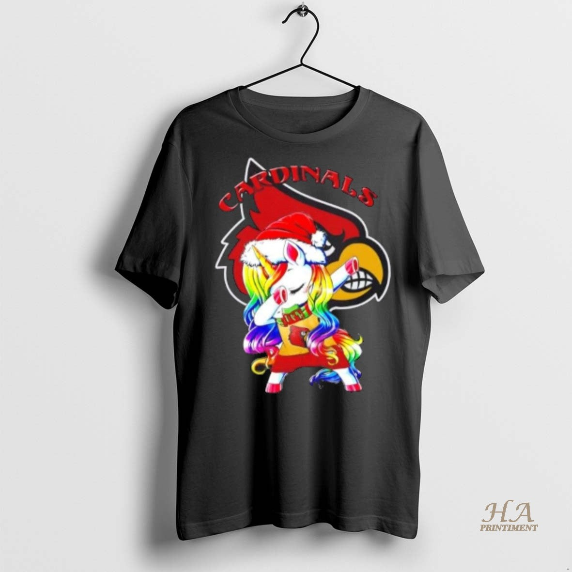 Official Louisville Cardinals Football X Unicorn Santa Hat Dabbing Merry Christmas Shirt