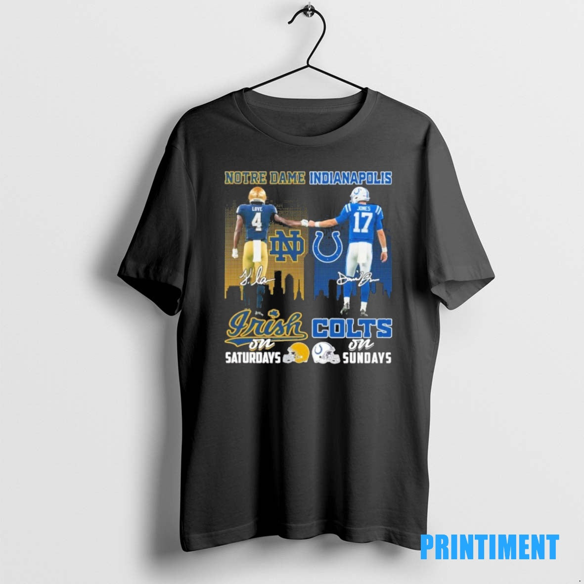 Official Love Fighting Irish On Saturdays And Jones Colts On Sundays Tee Sweater