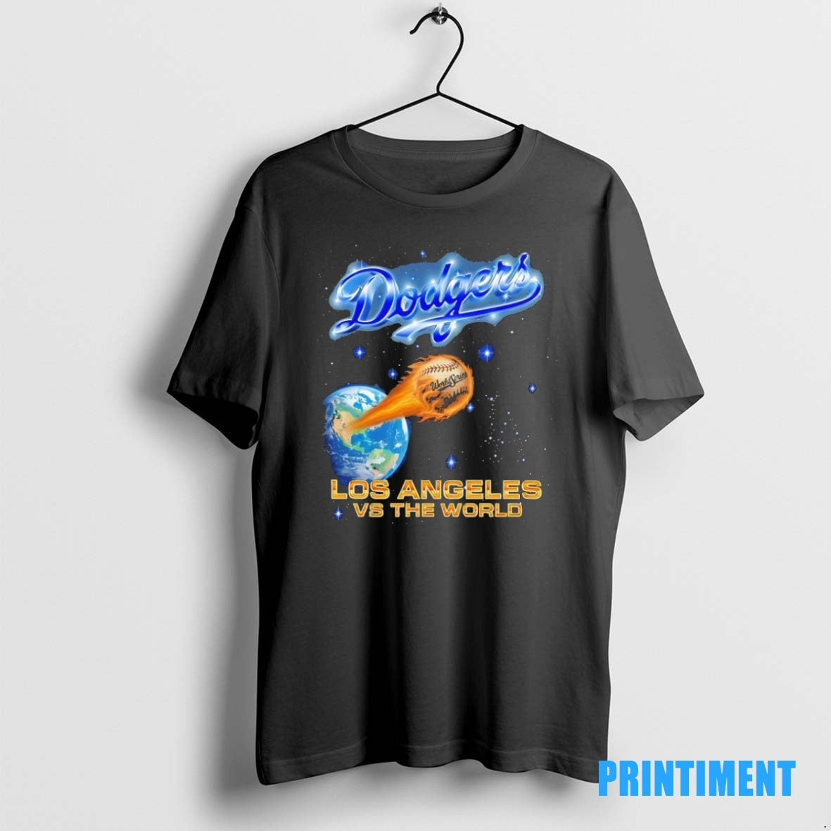 Official Majormade X Dodgers Drop Los Angeles Vs The World Galaxy Black Tee Sweater