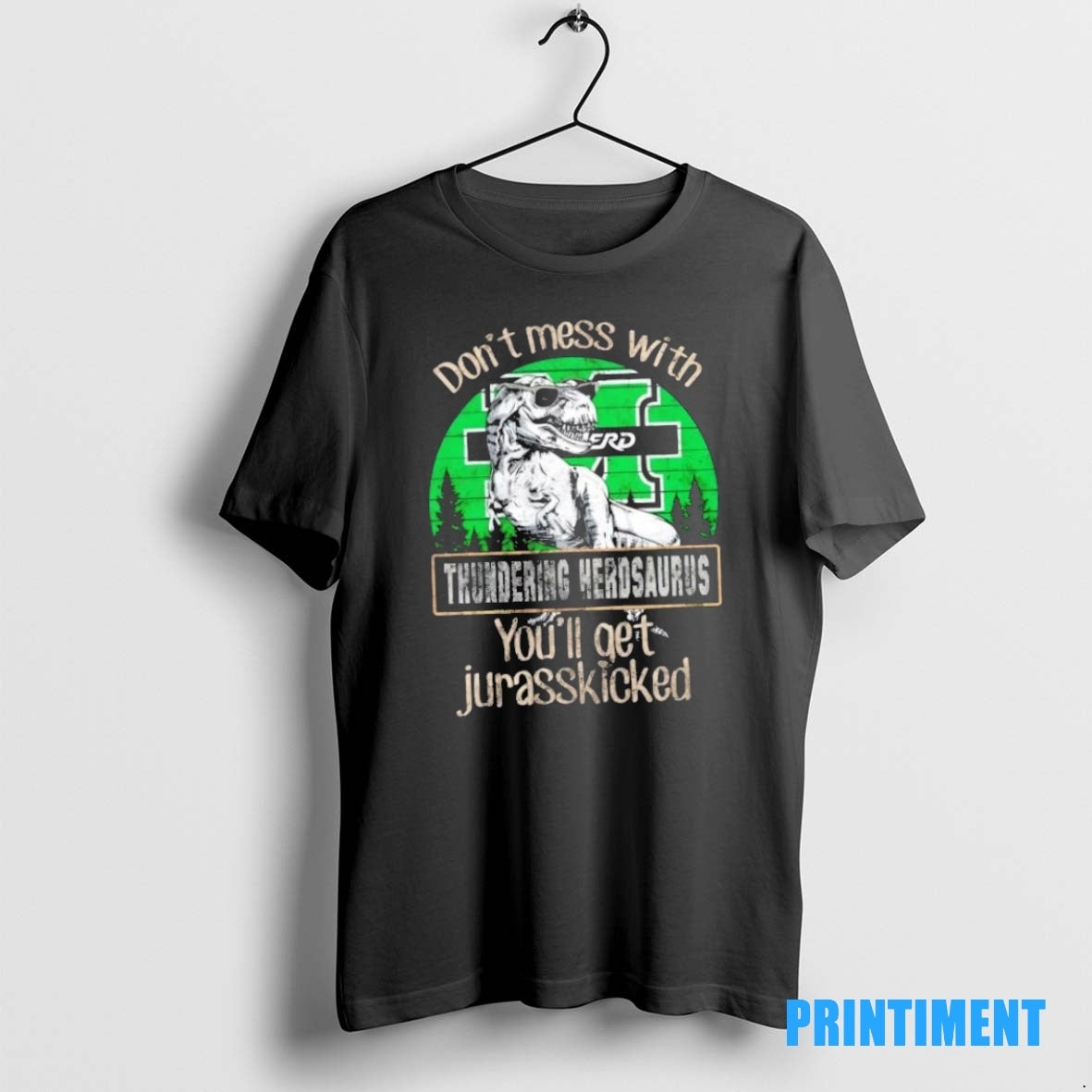 Official Marshall Thundering Herd Dont Mess With Thundering Herdsaurus Youll Get Jurasskicked Tee Sweater
