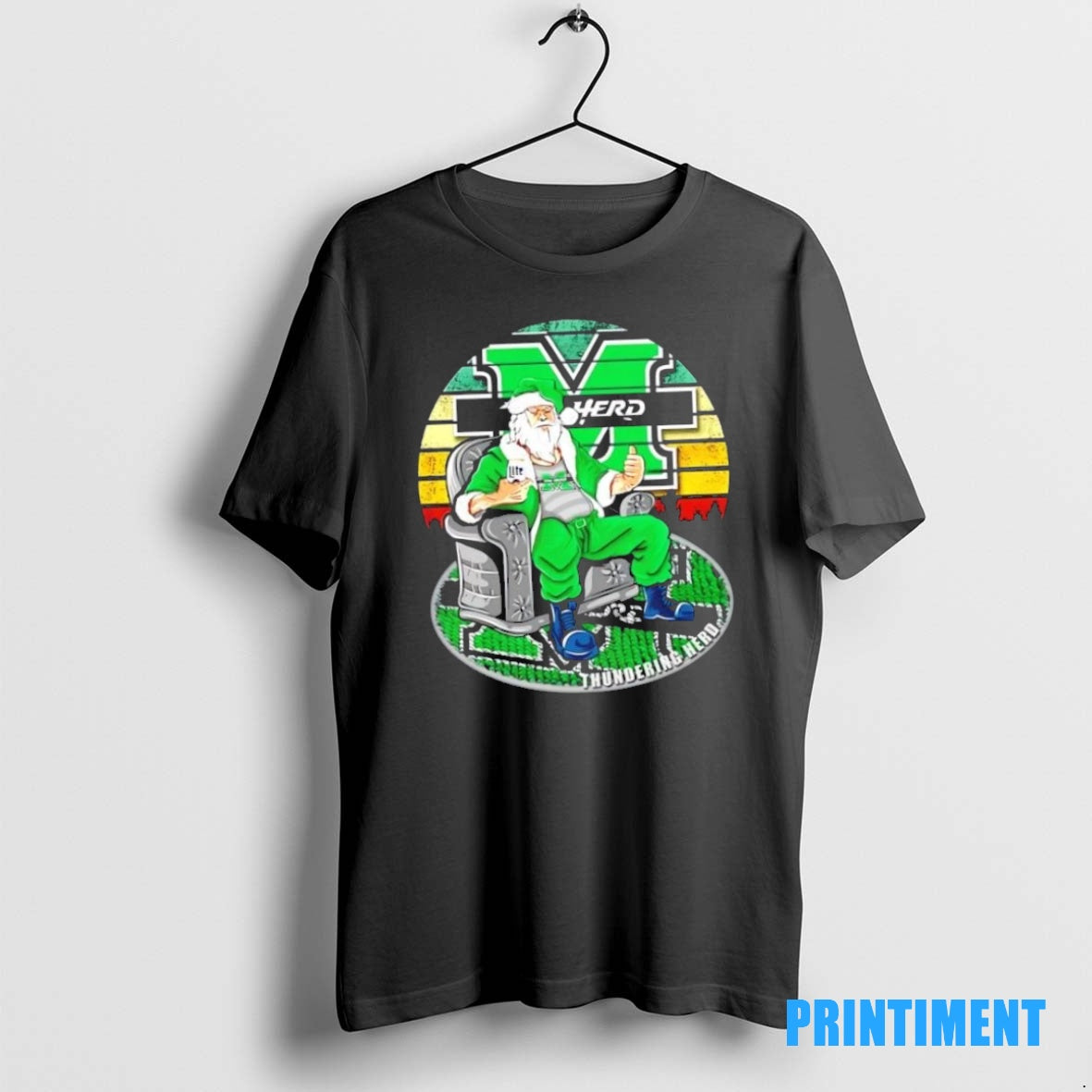 Official Marshall Thundering Herd X Santa Claus Christmas Vintage Tee Sweater