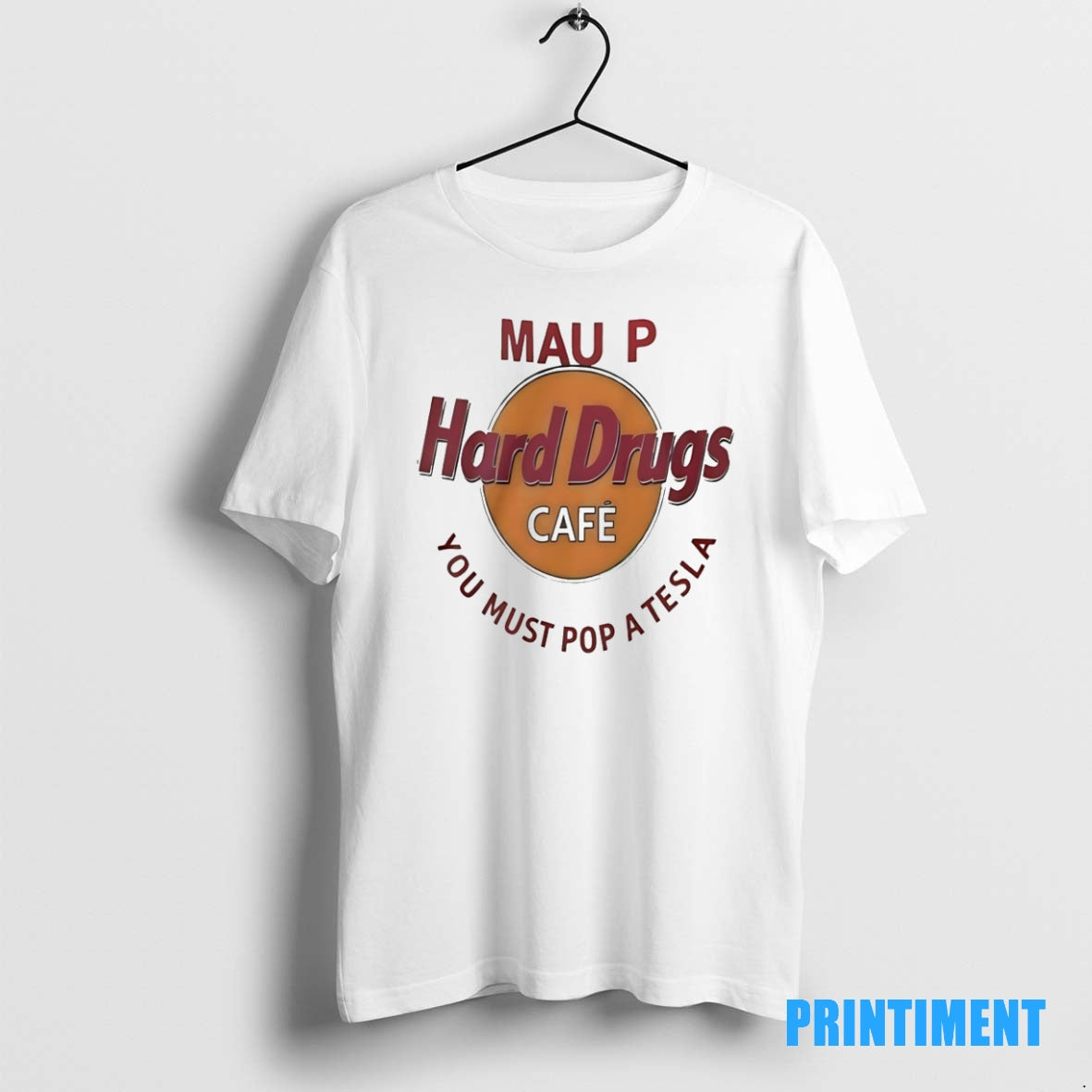 Official Mau P Hard Drugs Cafe You Must Pop A Tesla Parody Logo Tee Sweater
