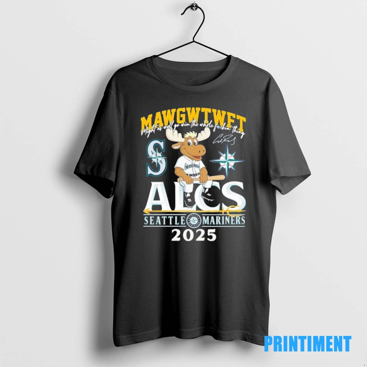 Official Mawgwtwft Alcs Seattle Mariners 2025 Mascot Tee Sweater