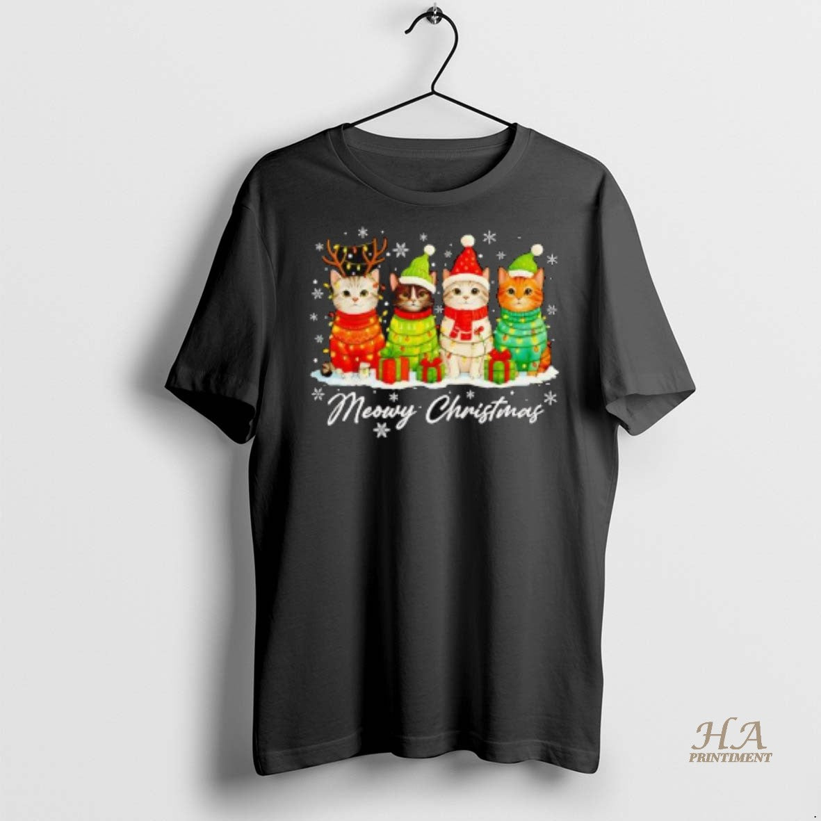 Official Meowy Christmas Cats Holiday Lights Cozy Season Shirt