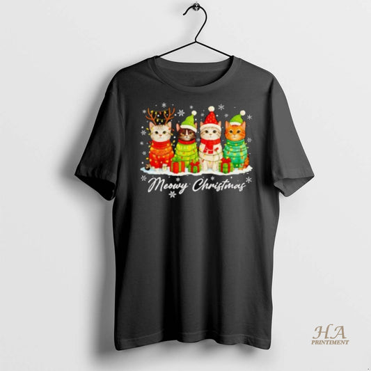 Official Meowy Christmas Cats Holiday Lights Cozy Season Shirt