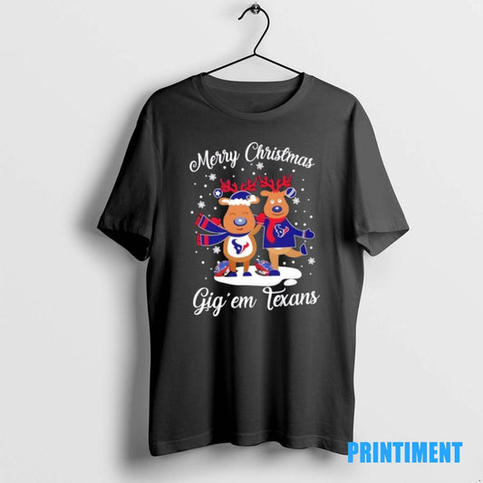 Official Merry Christmas Gig Em Houston Texans Tee Sweater