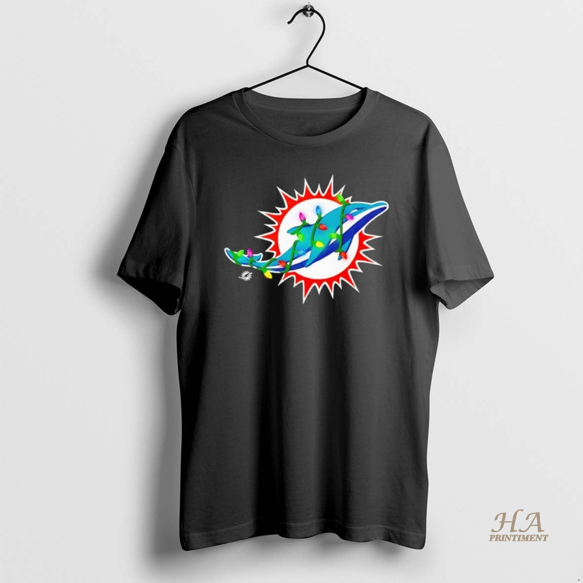 Official Miami Dolphins Logo Holiday Lights Black