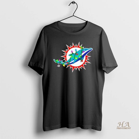 Official Miami Dolphins Logo Holiday Lights Black