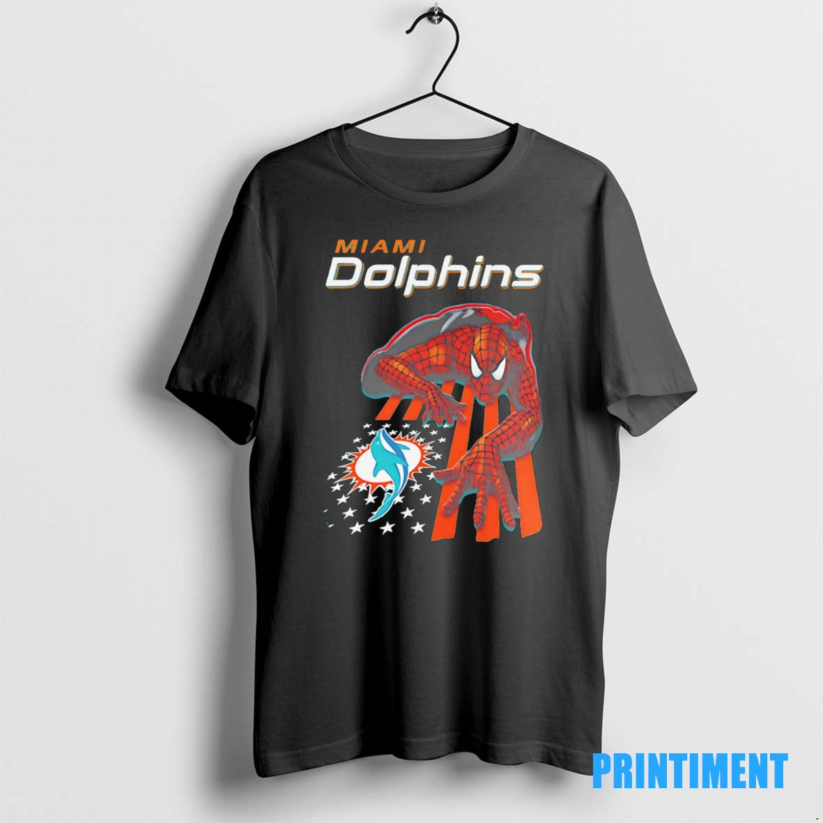Official Miami Dolphins Spiderman America Flag Tee Sweater