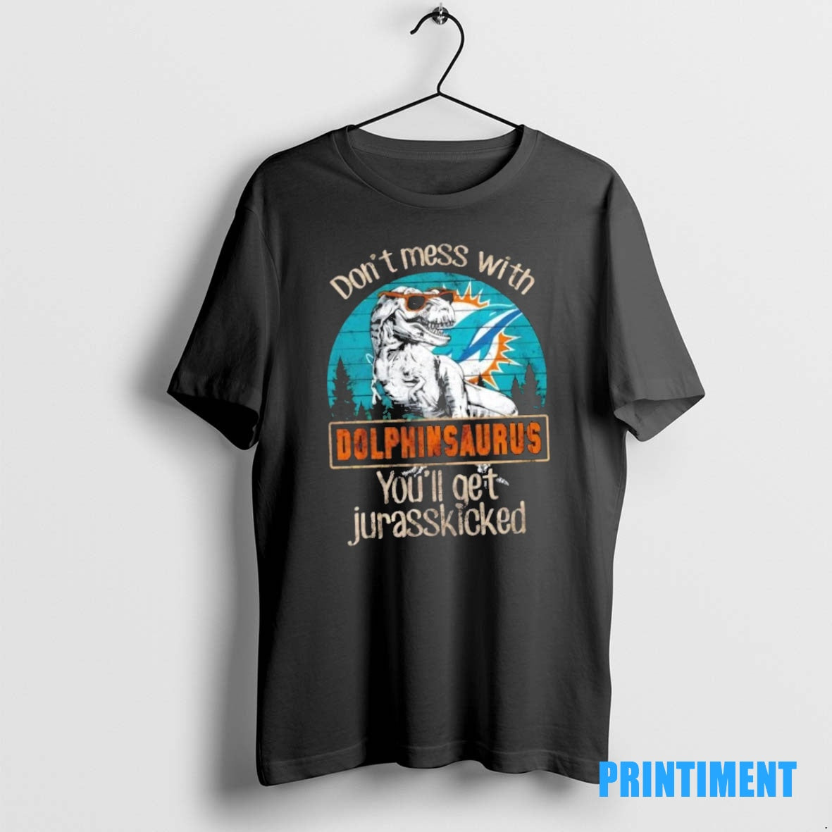 Official Miami Dolphins Dont Mess With Dolphinsaurus Youll Get Jurasskicked Tee Sweater