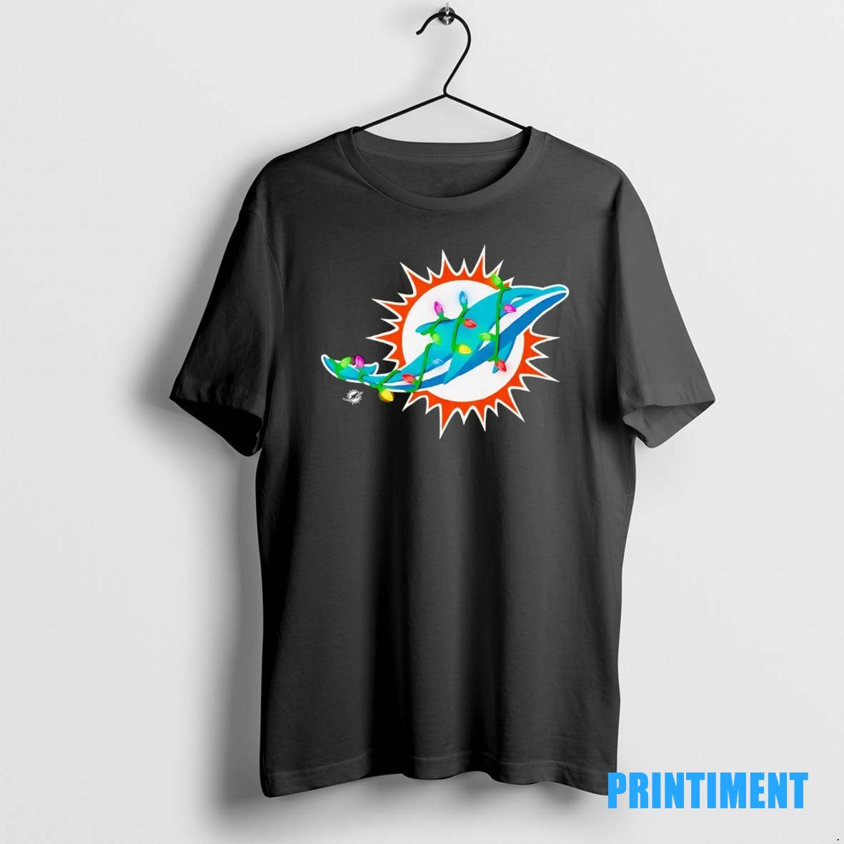 Official Miami Dolphins Logo Christmas Light Tee Sweater