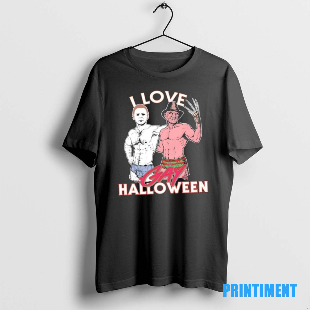 Official Michael Myers X Freddy Krueger I Love Gay Halloween Tee Sweater