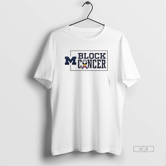 Official Michigan Wolverines Block Cancer Football Awareness Logo