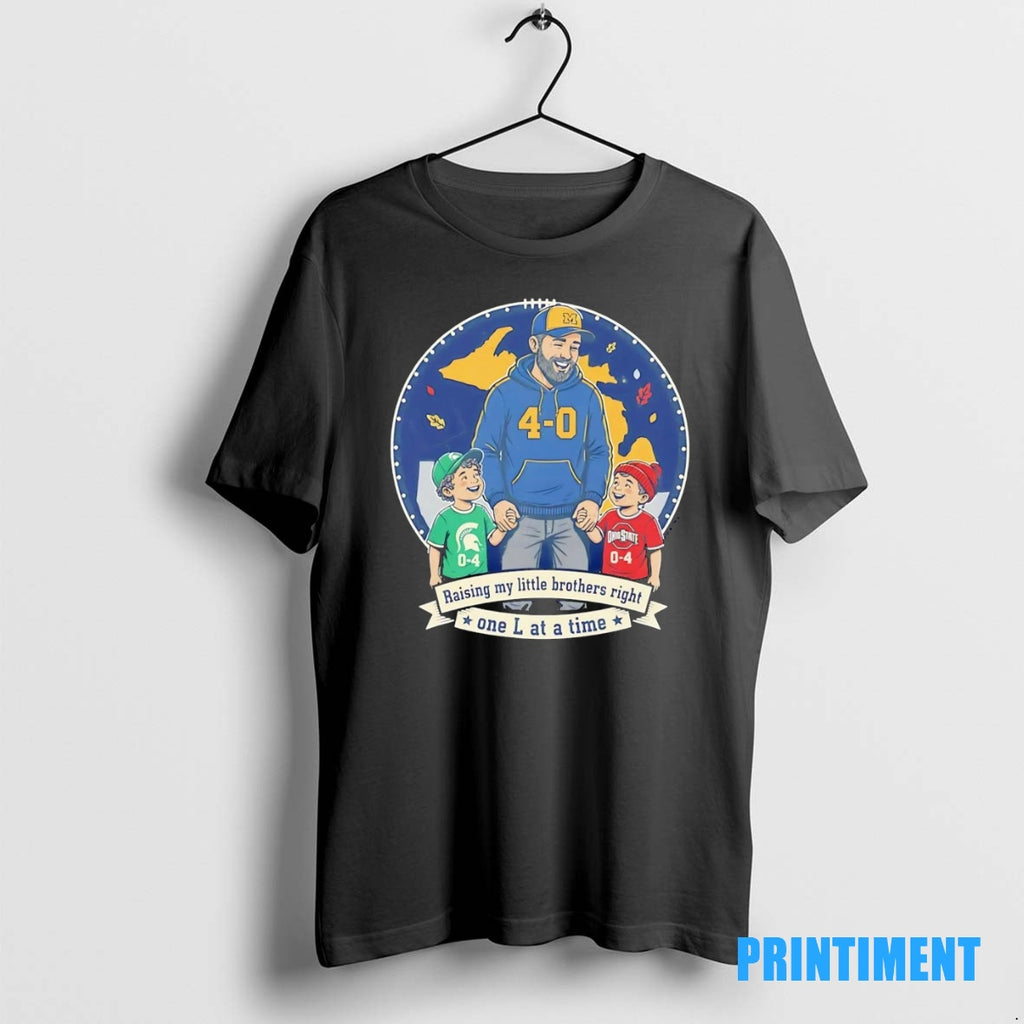 Official Michigan Wolverines Raising My Little Brothers Right One L At A Time Tee Sweater