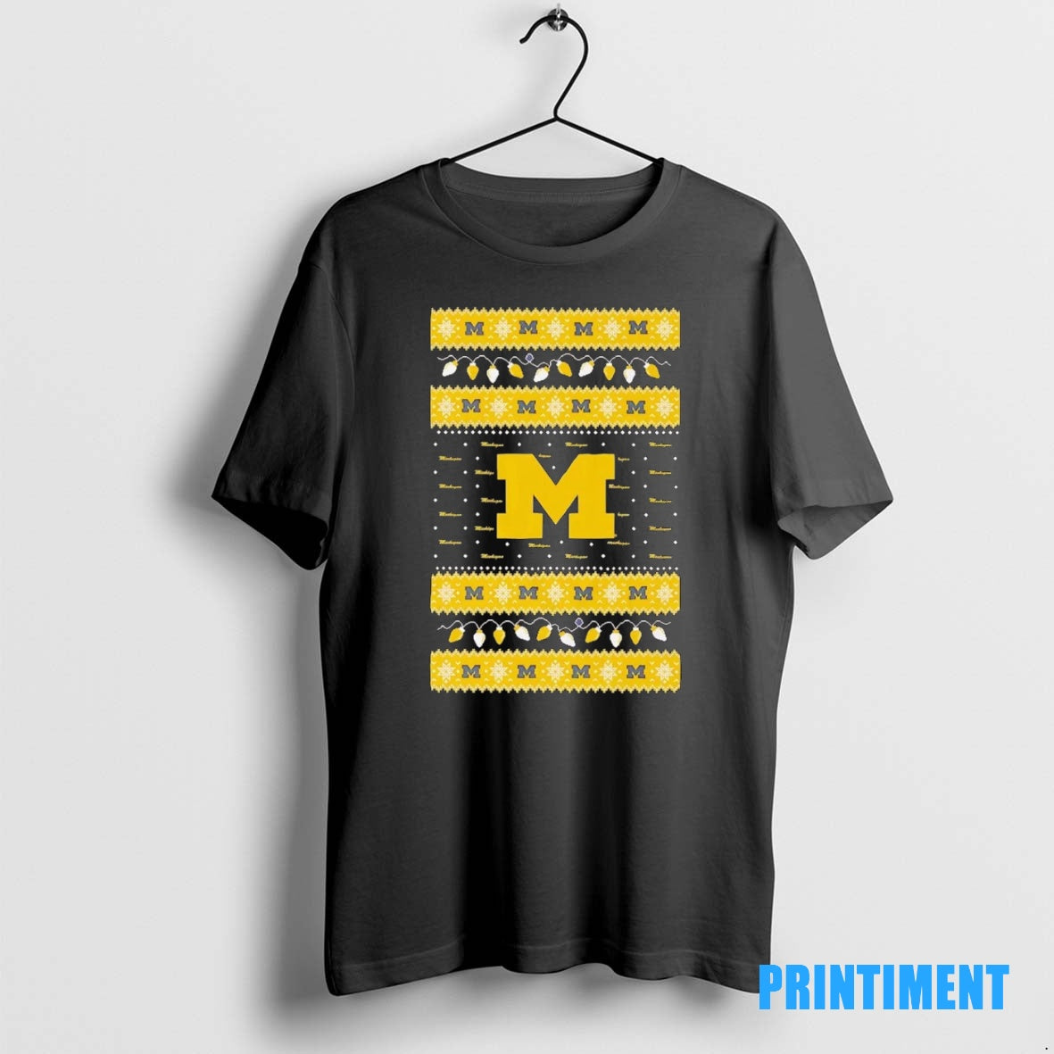 Official Michigan Wolverines Ugly Christmas Light Tee Sweater