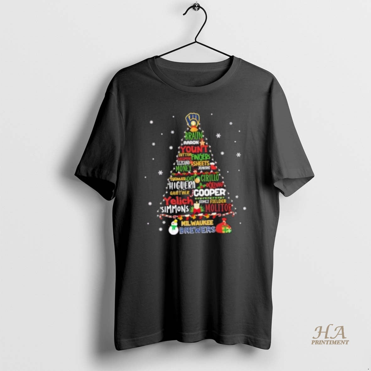 Official Milwaukee Brewers Baseball All Names Christmas Tree