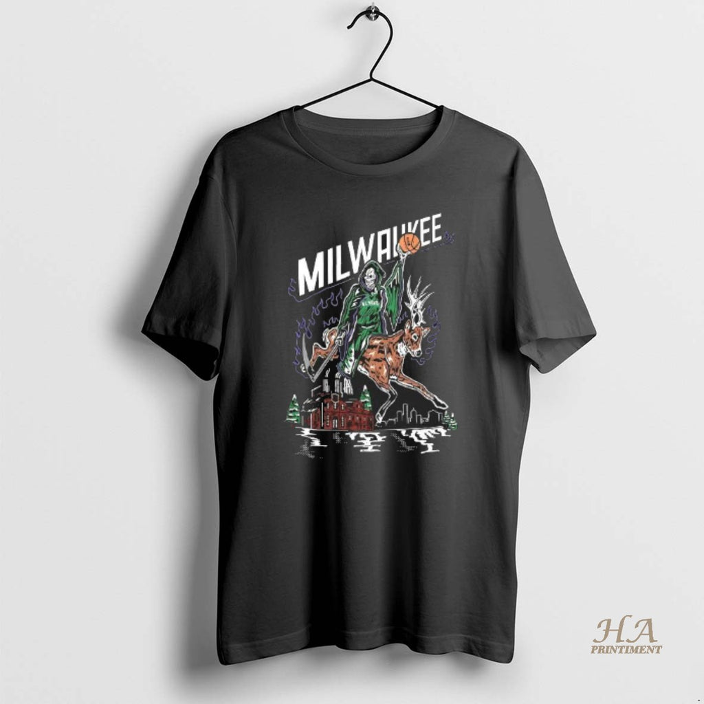 Official Milwaukee Bucks Basketball Death Rides Deer Halloween
