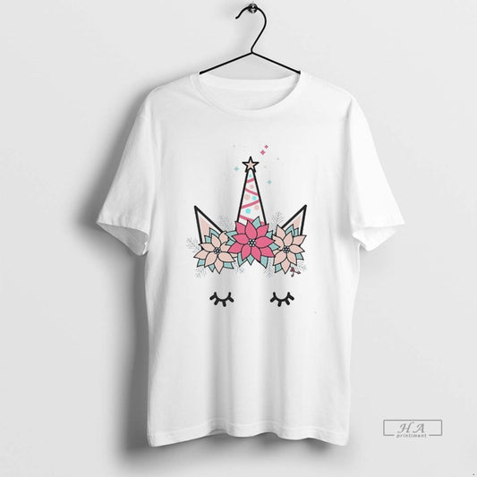 Official Minimalist Unicorn Floral Christmas Horn White