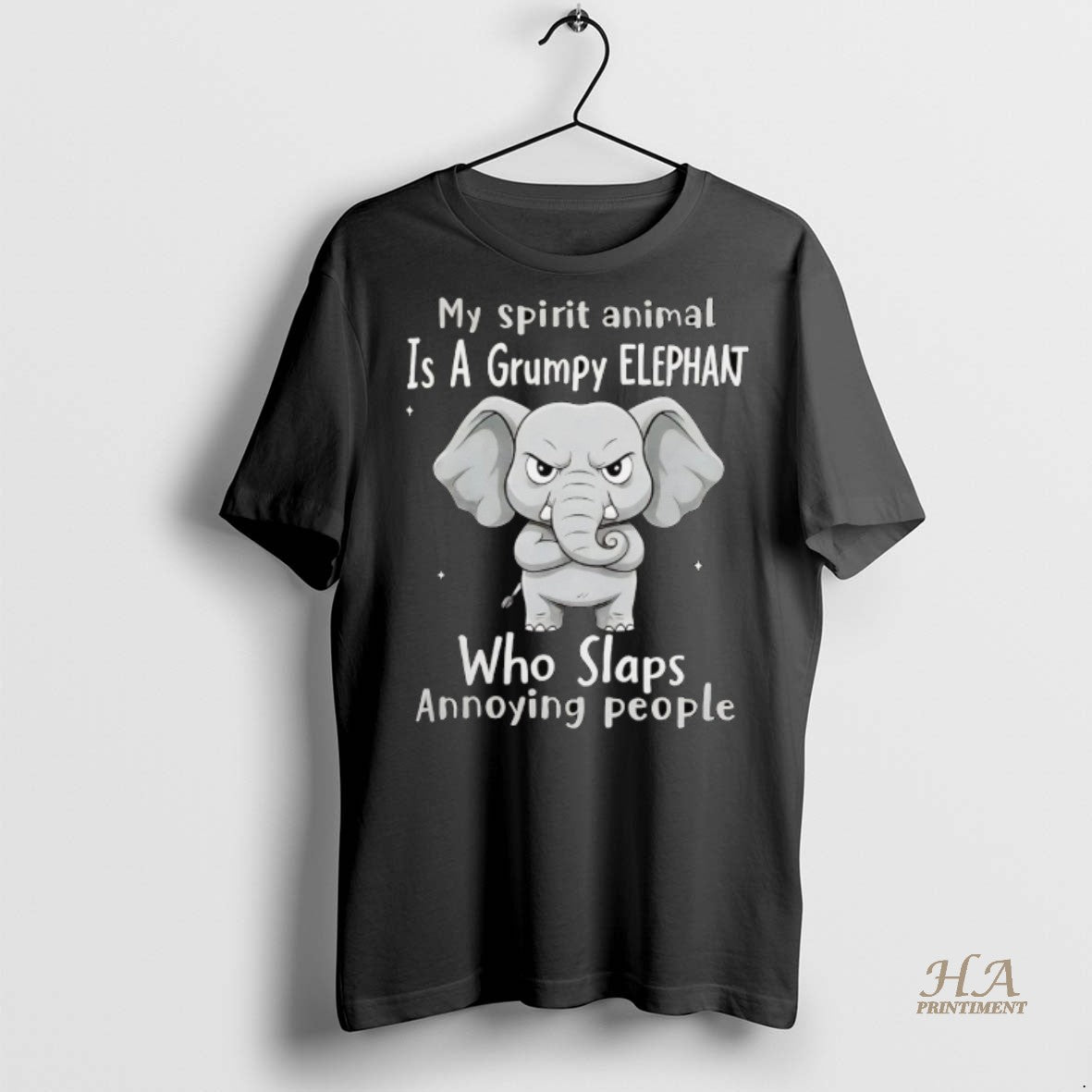 Official My Spirit Animal Is A Grumpy Elephant Who Slaps Annoying People Shirt
