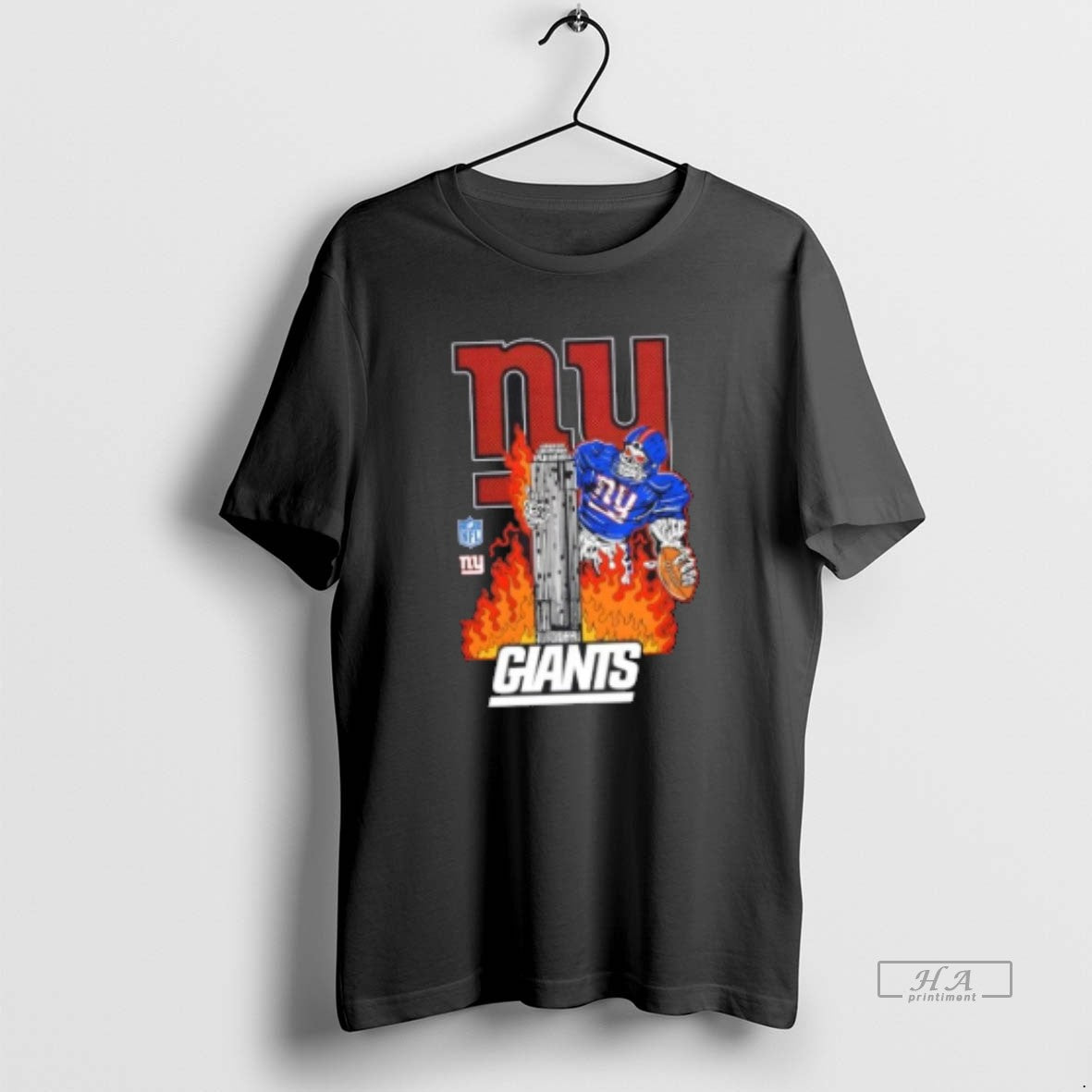 Official New York Giants Skyscraper Football Fire Graphic