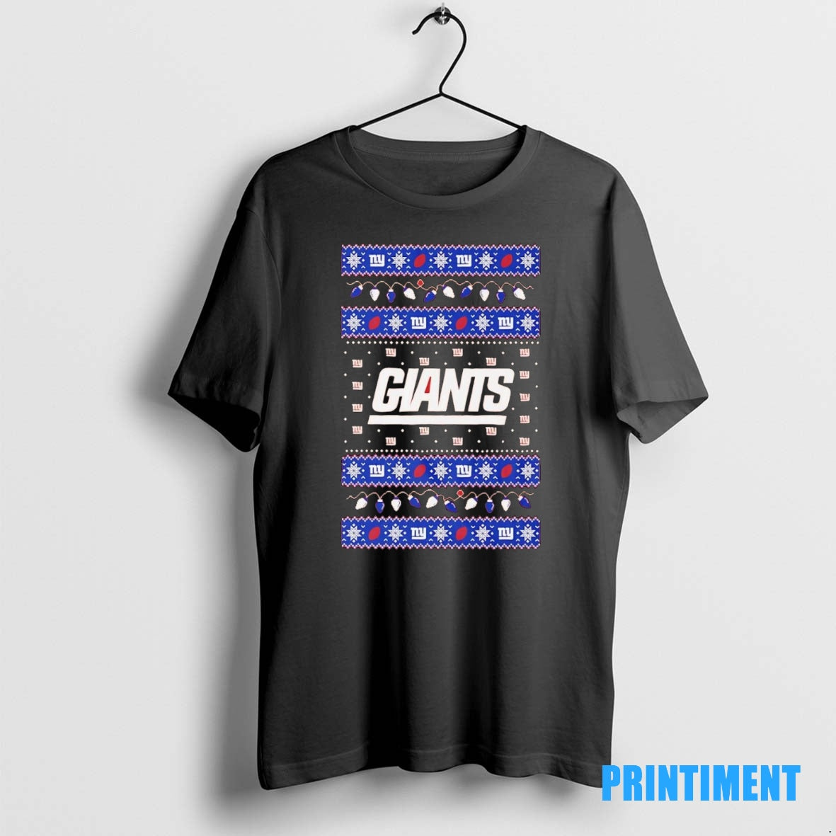 Official New York Giants Ugly Christmas Light Tee Sweater