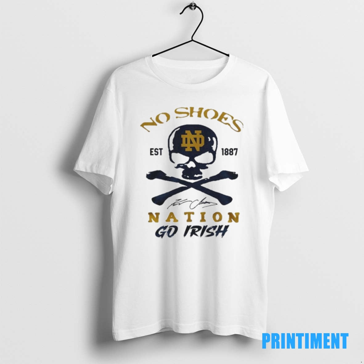 Official No Shoes Notre Dame Fighting Irish Est 1887 Signature Nation Go Irish Tee Sweater