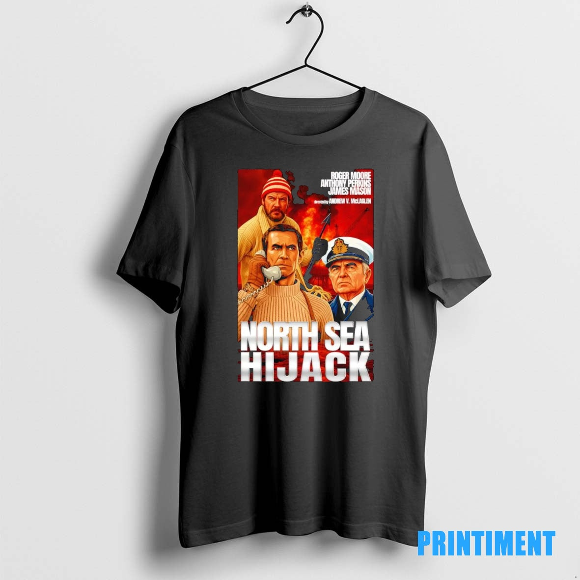 Official North Sea Hijack Roger Moore Anthony Perkins James Mason Tee Sweater