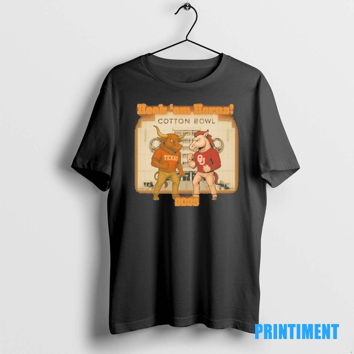 Official Ou Vs Texas Bevo Sooner Cartoon Red River Rivalry Tee Sweater