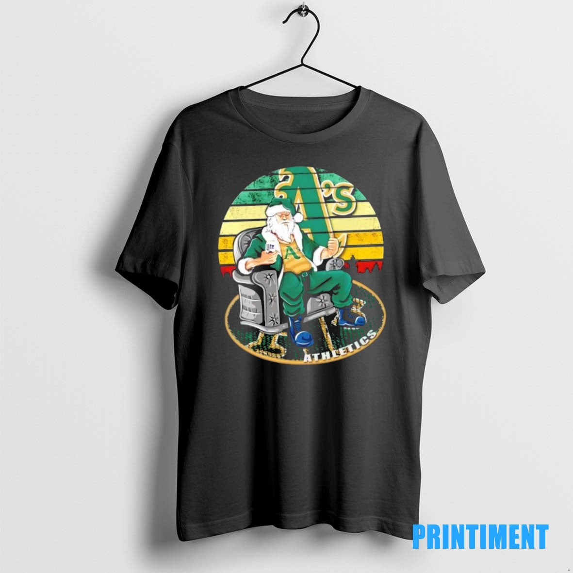 Official Oakland Athletics X Santa Claus Christmas Vintage Tee Sweater