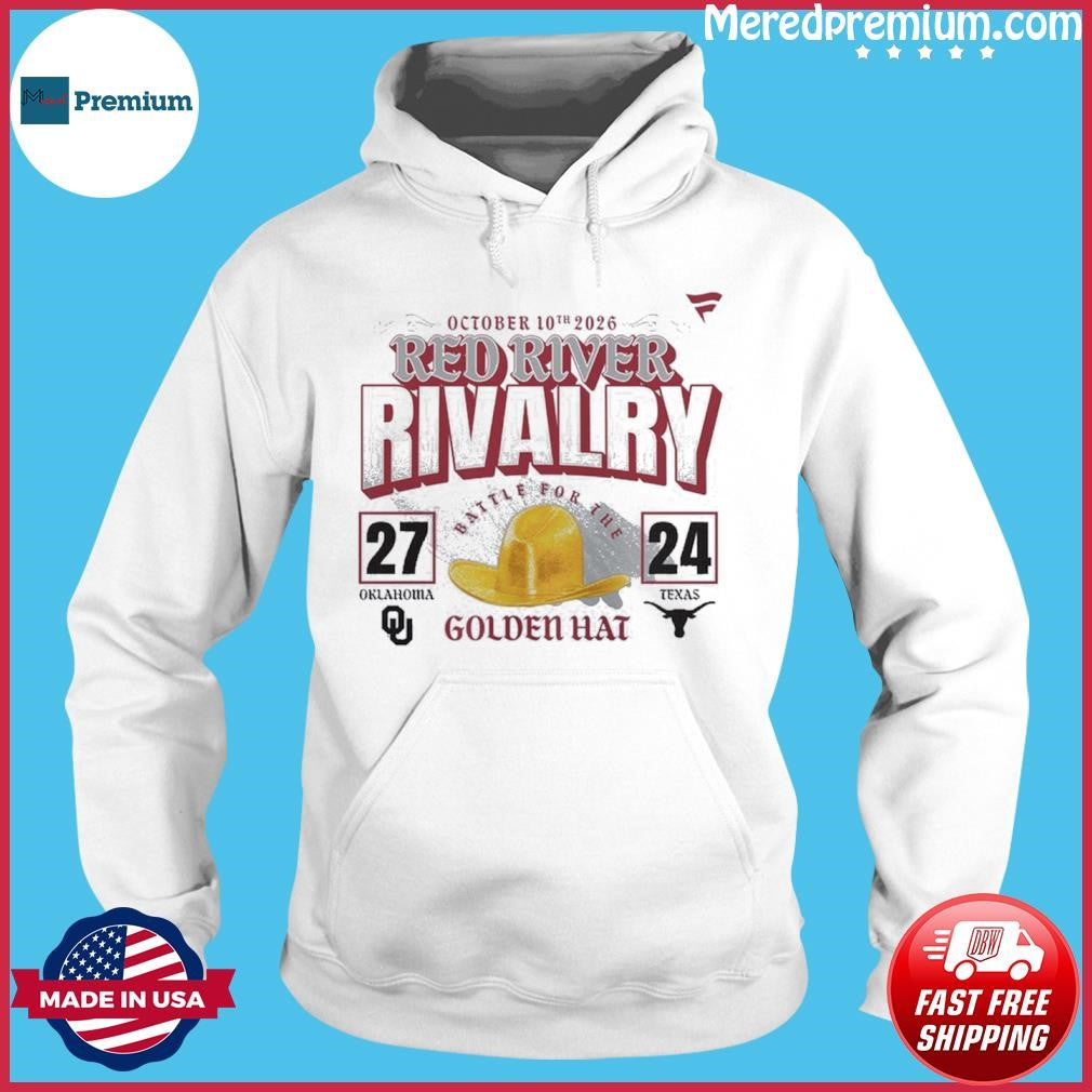 October 10th 2026 Red River Rivalry Oklahoma 27-24 Texas Golden Hat T-Shirt