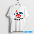 Official Ok Lets Play Ball Toronto Blue Jays Baseball Logo 2 Sided Tee Sweater