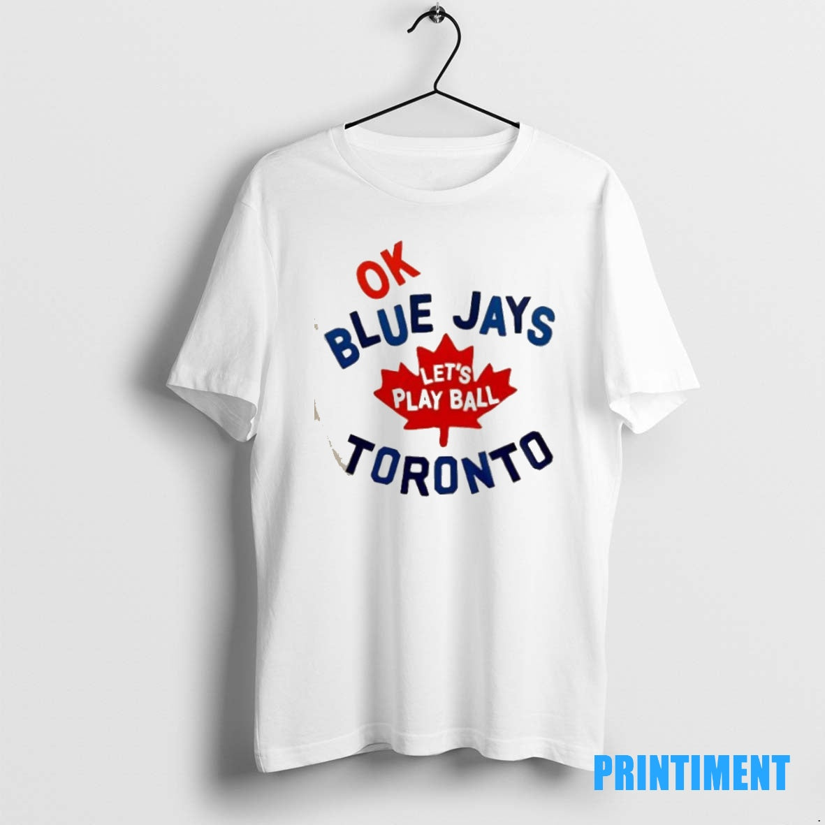 Official Ok Lets Play Ball Toronto Blue Jays Baseball Logo 2 Sided Tee Sweater