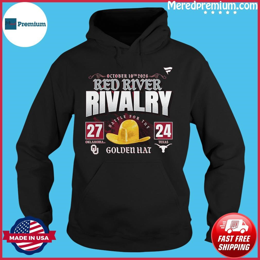 Oklahoma Beat Texas 2026 Red River Rivalry 27-24 Golden Hat Score T-Shirt