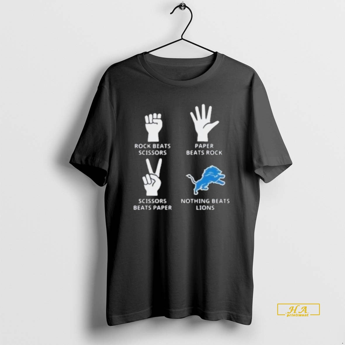 Official Paper Beats Rock Nothing Beats Detroit Lions Logo