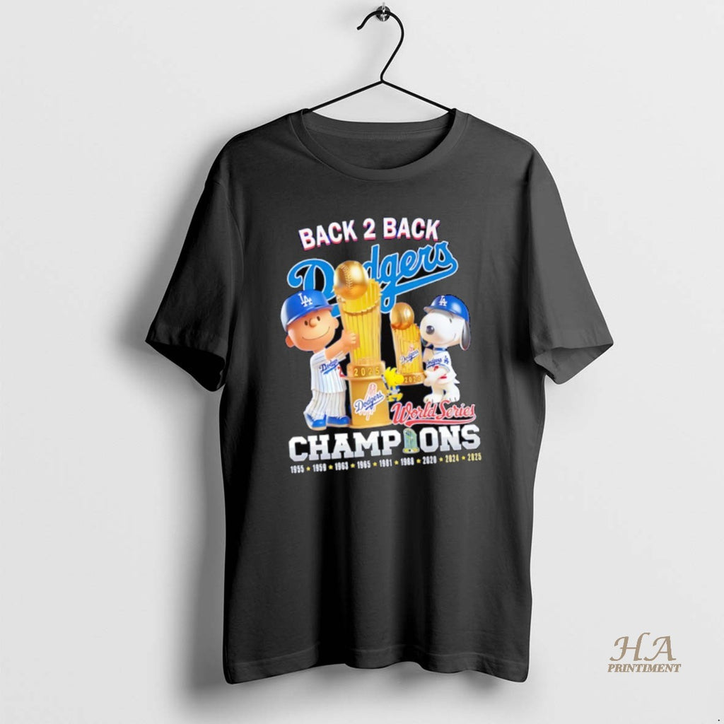Official Peanuts Back To Back Los Angeles Dodgers World Series 2025