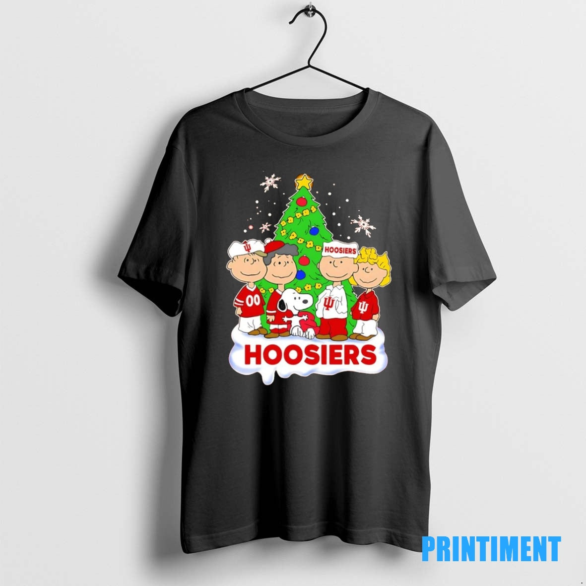 Official Peanuts Characters Hoosiers Christmas Tree Tee Sweater