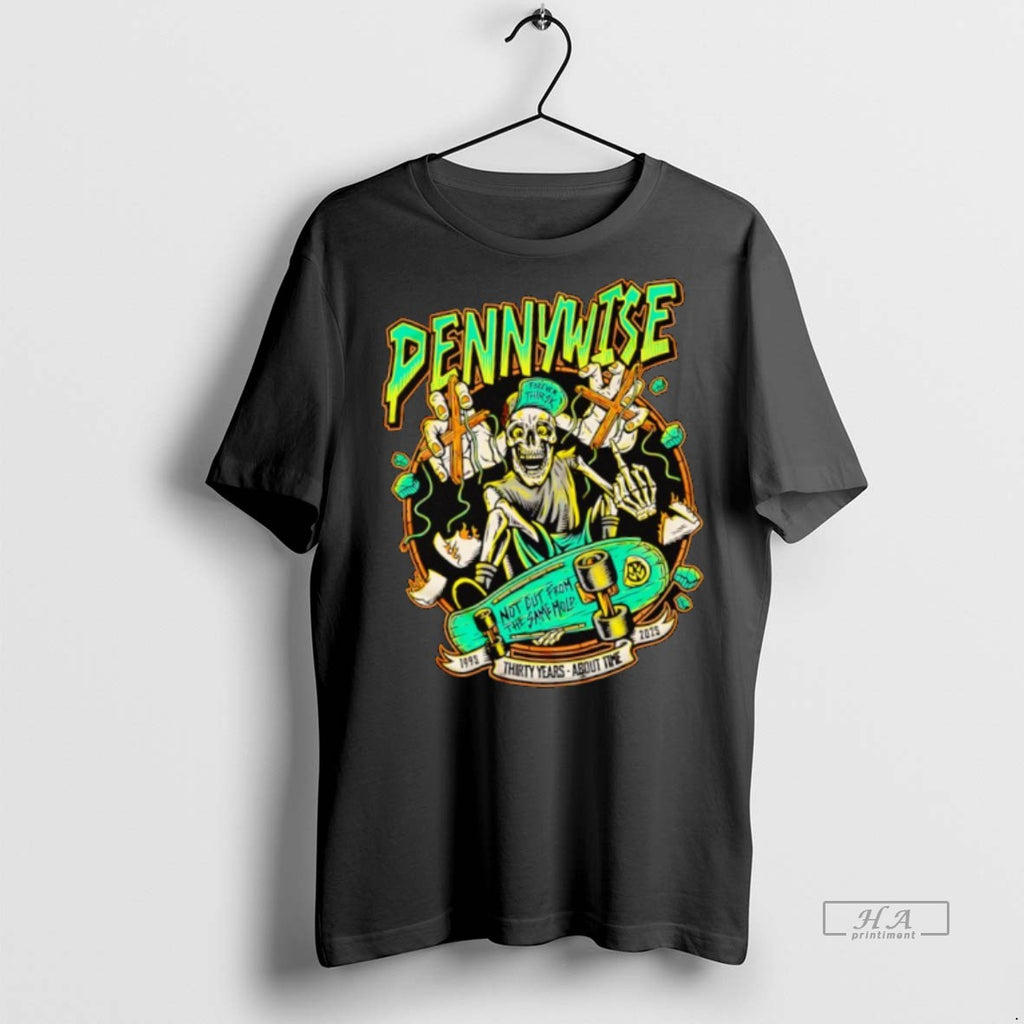 Official Pennywise Thirty Years About Time Not Cut From The Same Mold Skeleton Shirt