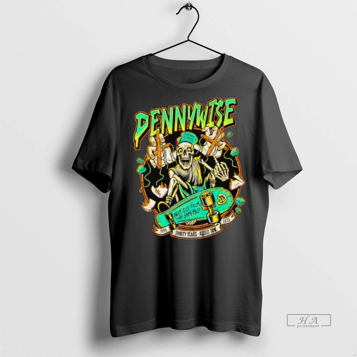 Official Pennywise Thirty Years About Time Not Cut From The Same Mold Skeleton Shirt