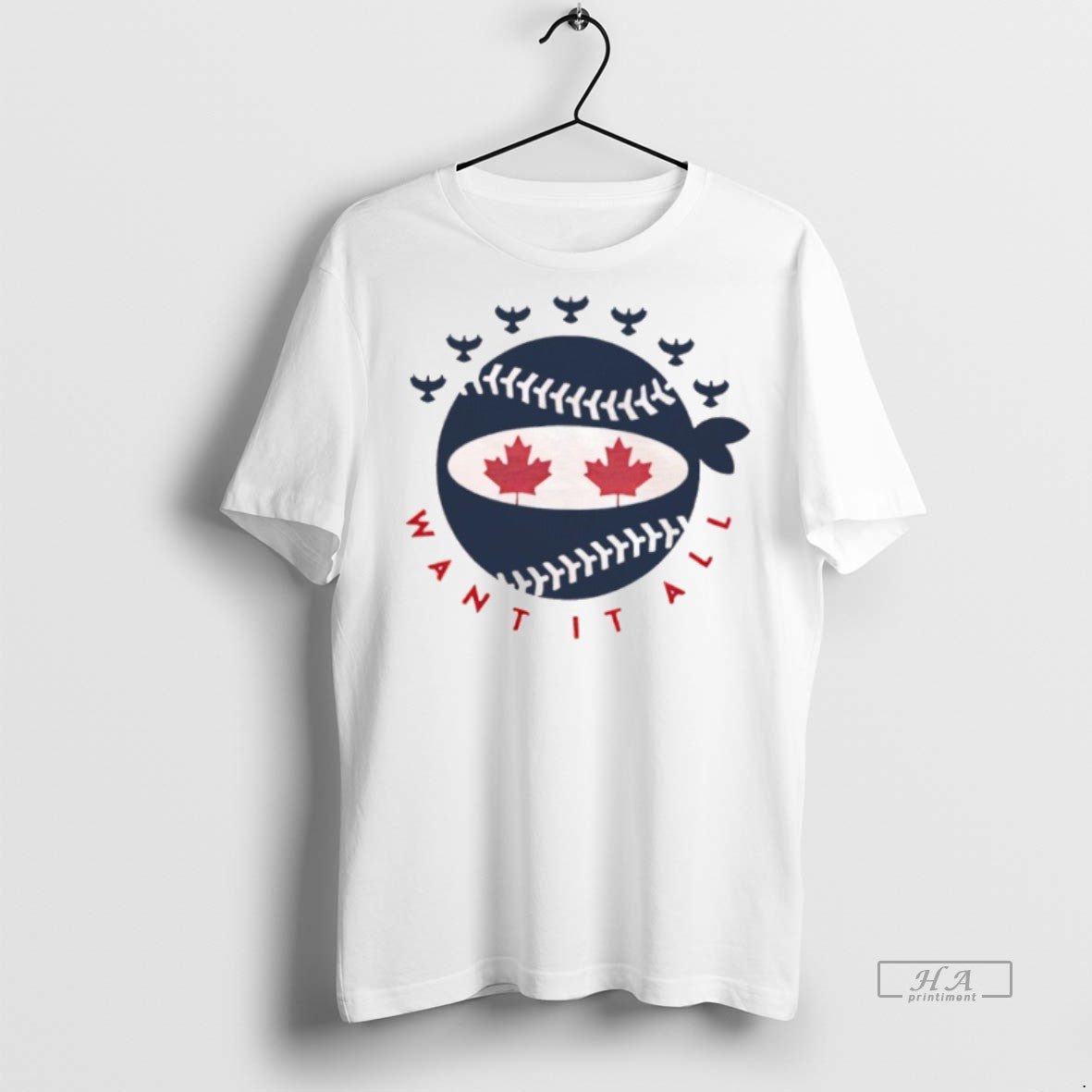 Official Pitching Ninja Red Maple Want It All Logo Shirt
