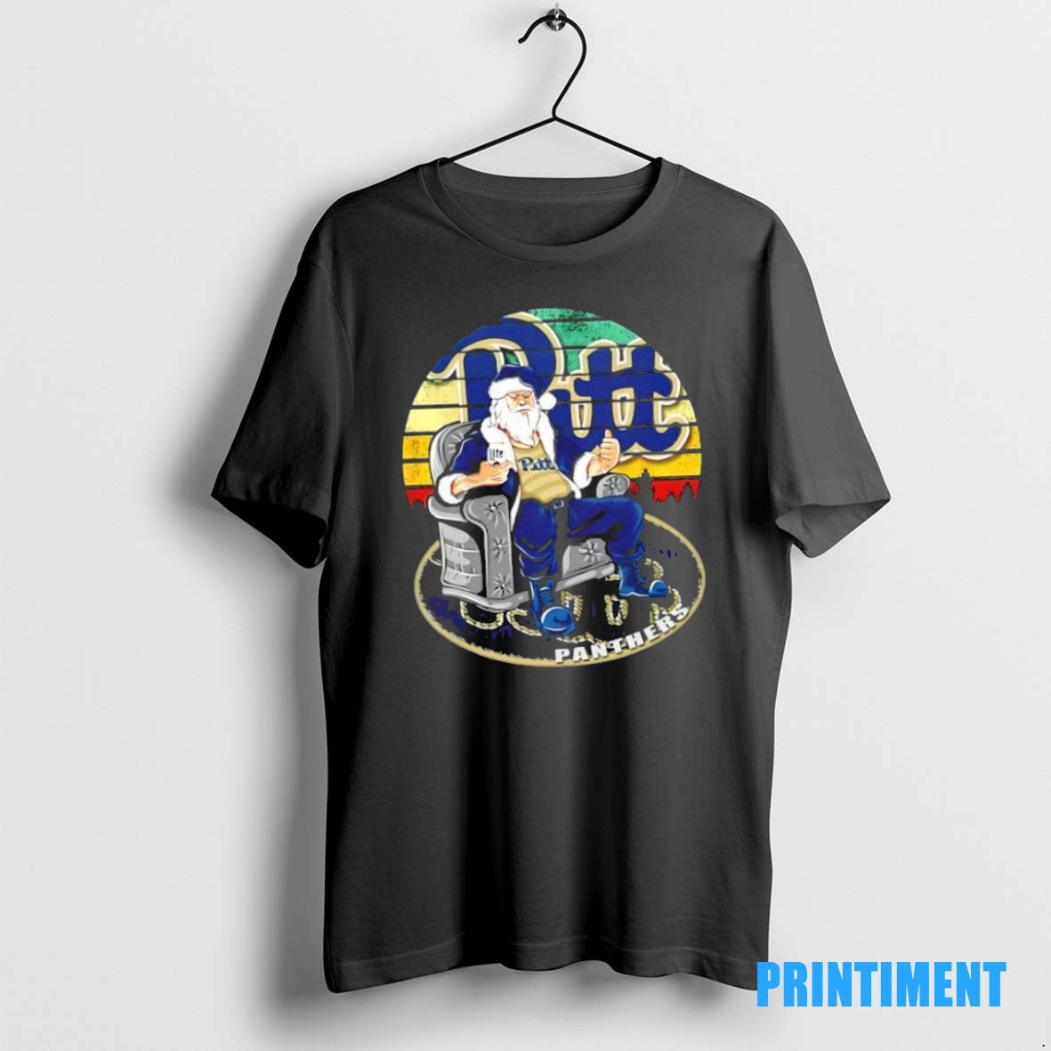 Official Pittsburgh Panthers X Santa Claus Christmas Vintage Tee Sweater